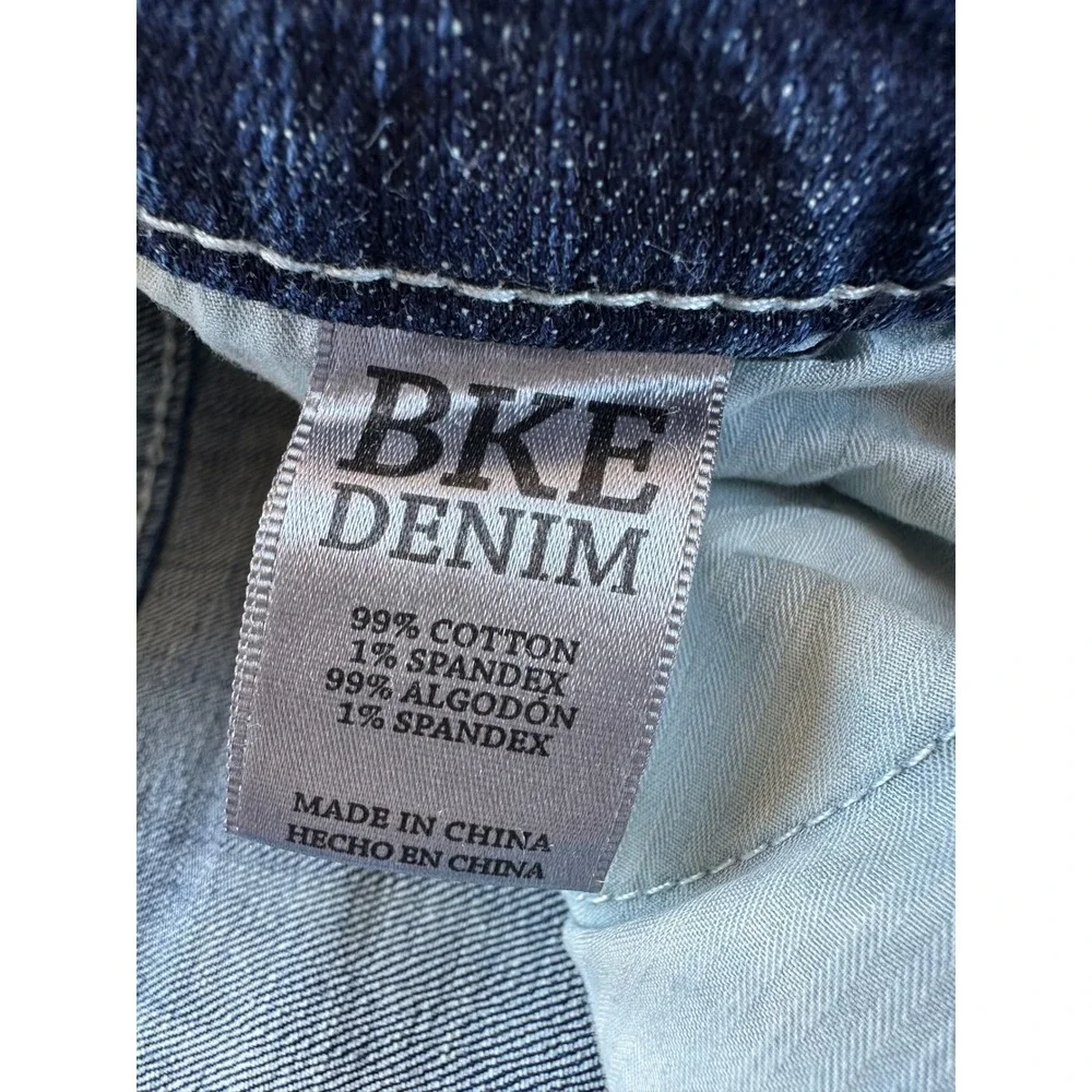 BKE Tyler Straight Leg Jeans Mens 33R Dark Wash Embroidered Pockets Denim Pants